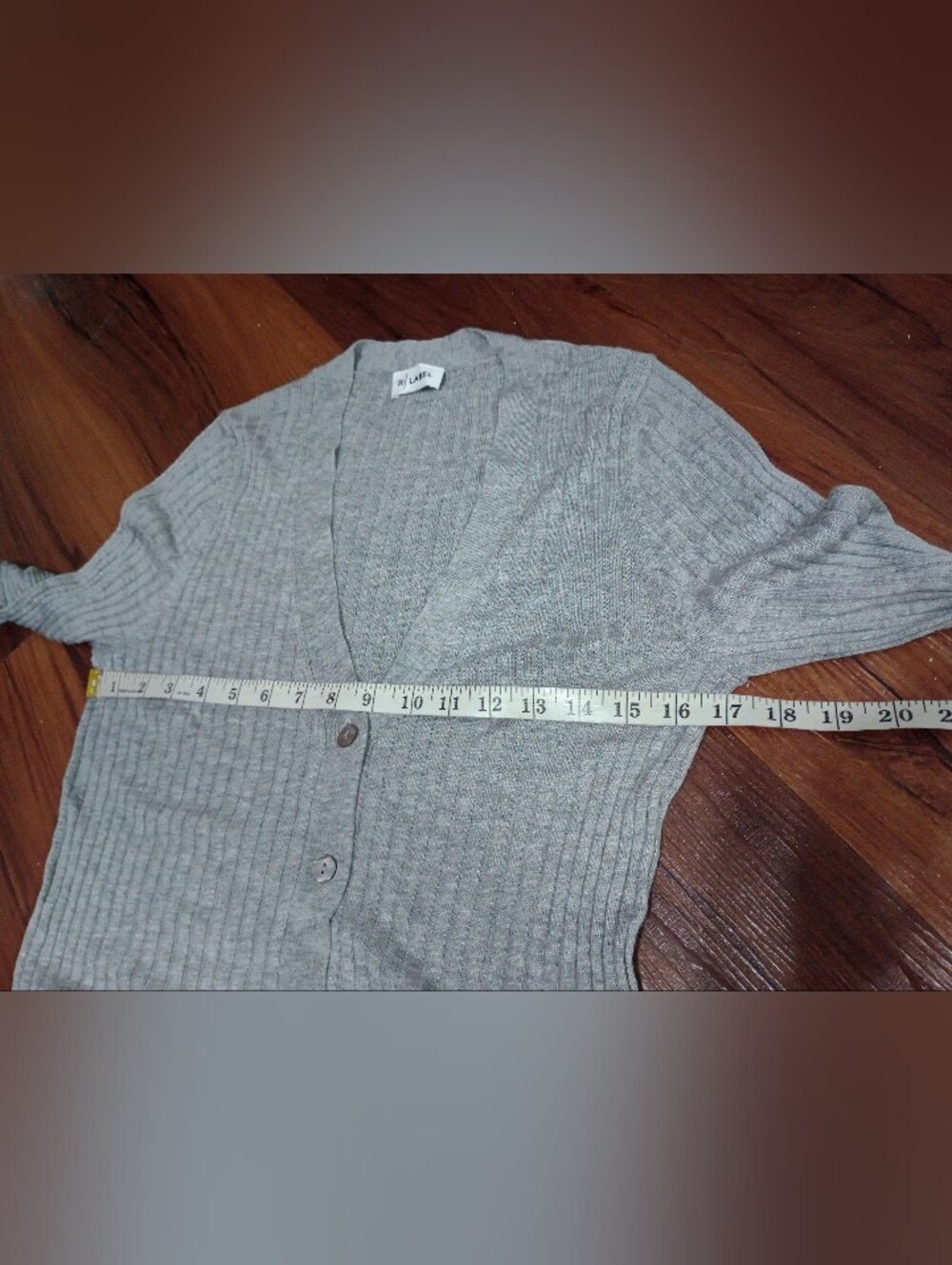 R Label Ribbed Knit Washable Cashmere Blend Button Front Cardigan - Picture 6 of 7